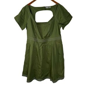 Eshakti Custom Plus Size Green Cotton Midi‎ Dress